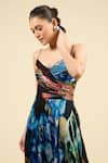 Saaksha & Kinni_Multi Color Chiffon V-neck Harlow Dress _at_Aza_Fashions