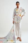 Buy_Rainas_Multi Color Cotton, Linen Embroidery, Lace Botanical Check Shirt And Pant Set _at_Aza_Fashions