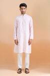 Arihant Rai Sinha_Pink Cotton Embroidery Floral Print Kurta Set _at_Aza_Fashions