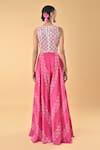Shop_Keith Gomes_Pink Chiffon, Crepe Embroidery Round Neck Designer Jumpsuit With Cutouts _at_Aza_Fashions