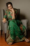 Shop_Shraddha Rambhia_Green Linen, Silk Embroidery Round Neck Printed Kurta Set With Dupatta _at_Aza_Fashions