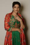 Shraddha Rambhia_Green Linen, Silk Embroidery Round Neck Printed Kurta Set With Dupatta _Online