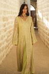 Buy_Shian_Mint Georgette Sequins, Embroidery V-neck Green Designer Jacket And Draped Skirt _at_Aza_Fashions