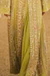 Buy_Shian_Mint Georgette Sequins, Embroidery V-neck Green Designer Jacket And Draped Skirt _Online_at_Aza_Fashions
