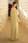Shian_Mint Georgette Sequins, Embroidery V-neck Green Designer Jacket And Draped Skirt _at_Aza_Fashions