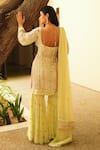 Shop_Shian_Mint Georgette Embroidery Round Neck Green Kurta Gharara Set _at_Aza_Fashions