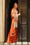Shop_Shian_Rust Georgette Embroidery Scoop Neck Orange Kurta Set _Online_at_Aza_Fashions