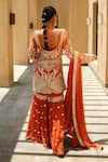 Shian_Rust Georgette Embroidery Scoop Neck Orange Kurta Set _Online_at_Aza_Fashions