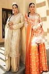 Shian_Rust Georgette Embroidery Scoop Neck Orange Kurta Set 