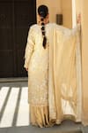 Shian_Gold Tissue Embroidery Round Neck Kurta Sharara Set _Online_at_Aza_Fashions