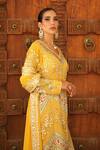 Shian_Yellow Georgette Sequins, Embroidery Round Neck Kurta Sharara Set _Online