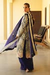 Buy_Shian_Blue Georgette Embroidery Round Neck Kurta Sharara Set _Online_at_Aza_Fashions