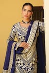 Shop_Shian_Blue Georgette Embroidery Round Neck Kurta Sharara Set _Online_at_Aza_Fashions