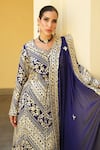 Shian_Blue Georgette Embroidery Round Neck Kurta Sharara Set _at_Aza_Fashions