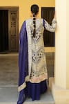Shian_Blue Georgette Embroidery Round Neck Kurta Sharara Set _Online_at_Aza_Fashions