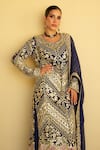 Buy_Shian_Blue Georgette Embroidery Round Neck Kurta Sharara Set 