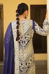Buy_Shian_Blue Georgette Embroidery Round Neck Kurta Sharara Set _Online
