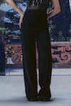 Pocket Stories_Navy Microsuit, Organza Sequins Halter Neck Blue Hand Embroidered Jumpsuit _Online_at_Aza_Fashions