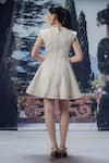 Shop_Pocket Stories_Cream Denim Round Neck Ecru Flair Petal-sleeves Dress _at_Aza_Fashions