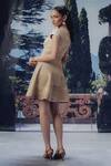 Buy_Pocket Stories_Beige Denim Crew Neck Sanddune Print Corset Flair Dress _Online_at_Aza_Fashions