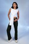 Shop_Pocket Stories_White Cotton Round Neck Wrap And Tie Elegance Top _at_Aza_Fashions