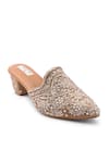 Buy_Doriaana_Gold Embroidery, Beads Dull Designer Mules _at_Aza_Fashions