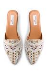 Shop_Doriaana_Gold Pearls, Beads Embellished Designer Mules _at_Aza_Fashions