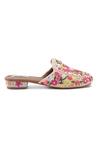 Doriaana_Beige Floral Embroidered Designer Mules _Online_at_Aza_Fashions