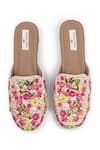 Shop_Doriaana_Beige Floral Embroidered Designer Mules _at_Aza_Fashions