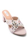 Buy_Doriaana_Pink Beads, Sequins Beaded Block Heel Sandals _at_Aza_Fashions