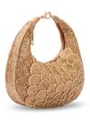 Buy_Doriaana_Gold Beads Designer Suede Velvet Bag _at_Aza_Fashions