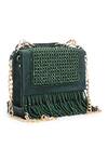 Buy_Doriaana_Green Beads, Fringe Amara Crystal Bag _at_Aza_Fashions