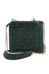 Shop_Doriaana_Green Beads, Fringe Amara Crystal Bag _at_Aza_Fashions