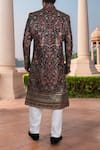 Shop_Arihant Rai Sinha_Black Silk, Polyester, Viscose Embroidery, Multi Color Blend Sherwani Set _at_Aza_Fashions