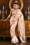 Buy_Pranay Baidya_Pink Tissue Tassels Saree With Gota Border _at_Aza_Fashions