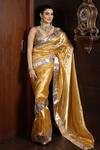 Pranay Baidya_Yellow Tissue Gota Patti, Tassels Saree With Border _Online_at_Aza_Fashions