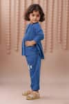 Buy_Samyukta Singhania_Blue Cotton Sequins, Embroidery Fish Peplum Set 