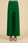 Buy_Anamika Khanna_Emerald Green Mandarin Collar Capelet Dress Set 