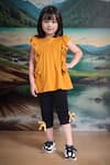 Buy_Petite Pomme_Mustard Viscose Ruffled Top And Black Leggings _at_Aza_Fashions