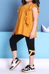 Buy_Petite Pomme_Mustard Viscose Ruffled Top And Black Leggings _Online_at_Aza_Fashions