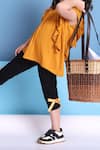 Petite Pomme_Mustard Viscose Ruffled Top And Black Leggings _at_Aza_Fashions