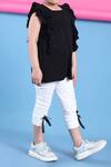 Buy_Petite Pomme_Black Viscose Bows Ruffled Top And White Leggings Set _Online_at_Aza_Fashions