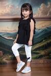 Shop_Petite Pomme_Black Viscose Bows Ruffled Top And White Leggings Set _at_Aza_Fashions