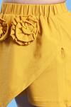 Shop_Petite Pomme_Yellow Cotton Fabric Flowers Designer Top And Skorts Set 
