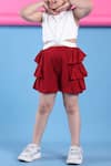 Petite Pomme_Off White Cotton Designer Top And Rust Orange Shorts _Online_at_Aza_Fashions
