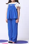 Petite Pomme_Blue Cotton Embroidery And Offwhite Peplum Top With Pant Set _Online_at_Aza_Fashions