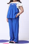 Petite Pomme_Blue Cotton Embroidery And Offwhite Peplum Top With Pant Set _at_Aza_Fashions