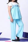Buy_Petite Pomme_Sky Blue Cotton Embroidery Peplum Top And Pant Set 