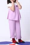 Petite Pomme_Off White Cotton Embroidery Violet Peplum Top And Pant Set _Online_at_Aza_Fashions