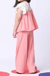 Buy_Samyukta Singhania_Pink Cotton Embroidery Salmon Peplum Top And Pant Set _Online_at_Aza_Fashions
